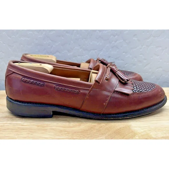 Mens Allen Edmonds Cody Brown Leather Tassel Loafers Shoes Size 9.5 D