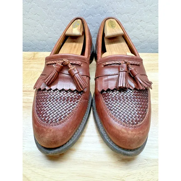 Mens Allen Edmonds Cody Brown Leather Tassel Loafers Shoes Size 9.5 D