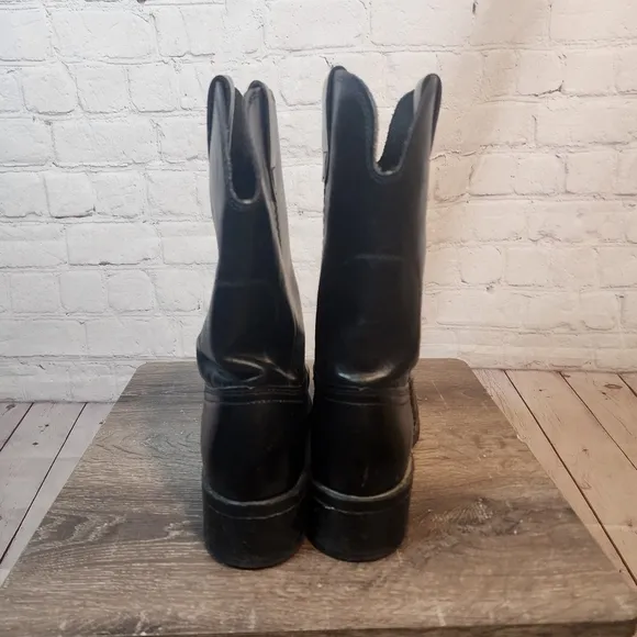 Men's Biltrite Black Leather Cowboy Boots, Size 10.5 D