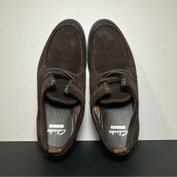 Mens CLARKS Delsin Rise Brown Leather Oxford Shoes / Size 8 Medium