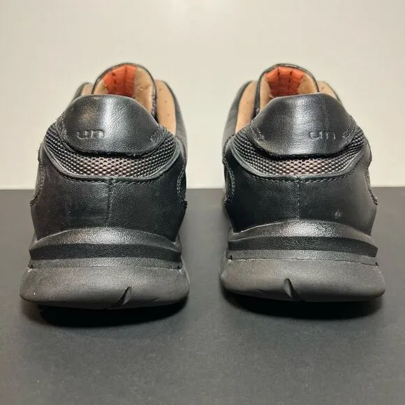 Mens CLARKS Unstructured UN. DONE Black Leather Casual Sneakers / Size 12 Medium