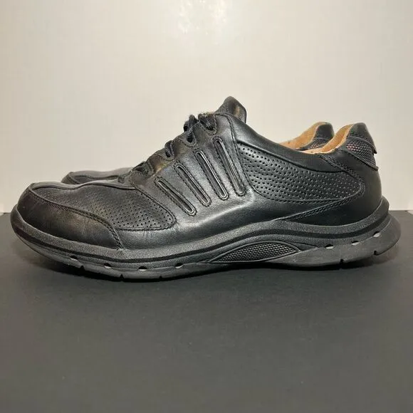 Mens CLARKS Unstructured UN. DONE Black Leather Casual Sneakers / Size 12 Medium