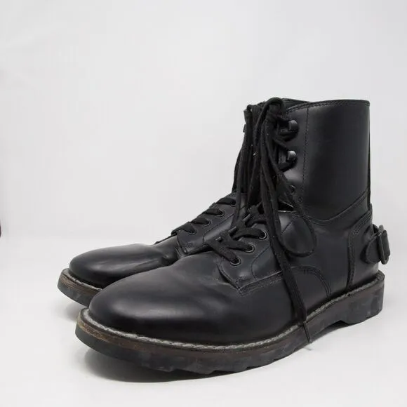 Men's Coach Leather Combat Boots Leather G1568  Back Buckle Feature Sz 13 D