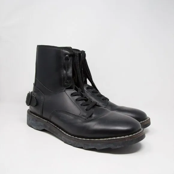 Men's Coach Leather Combat Boots Leather G1568  Back Buckle Feature Sz 13 D