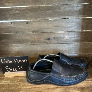 Mens Cole Haan Tucker Venetian Black Leather Slip On Loafers Shoes Size 11 M GUC