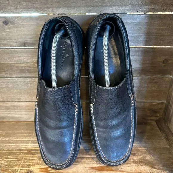 Mens Cole Haan Tucker Venetian Black Leather Slip On Loafers Shoes Size 11 M GUC