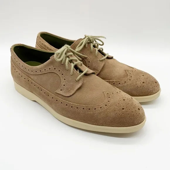Men’s Inkerman NY Suede Wingtip Oxford Lace Up Shoes in Tan Size 8