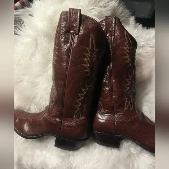 Mens Nocona Kangaroo Cowboy Boots New Nwt Brown Med Round Toe 11.5