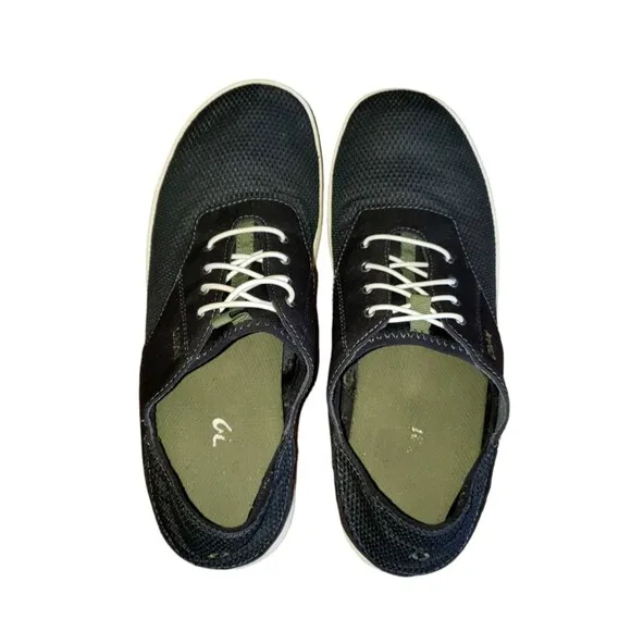 Mens Olukai Nohea Moku casual comfort shoes size 10 black mesh