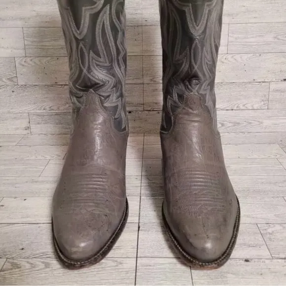 Men's Panhandle Slim Western Exotic Grey Leather Rodeo Cowboy Boots Size 9.5 EE