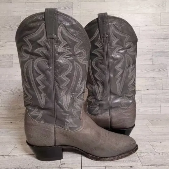 Men's Panhandle Slim Western Exotic Grey Leather Rodeo Cowboy Boots Size 9.5 EE