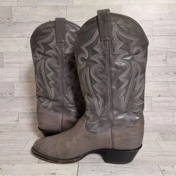 Men's Panhandle Slim Western Exotic Grey Leather Rodeo Cowboy Boots Size 9.5 EE