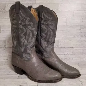 Men's Panhandle Slim Western Exotic Grey Leather Rodeo Cowboy Boots Size 9.5 EE