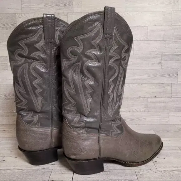 Men's Panhandle Slim Western Exotic Grey Leather Rodeo Cowboy Boots Size 9.5 EE