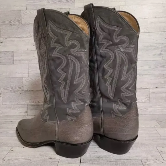 Men's Panhandle Slim Western Exotic Grey Leather Rodeo Cowboy Boots Size 9.5 EE