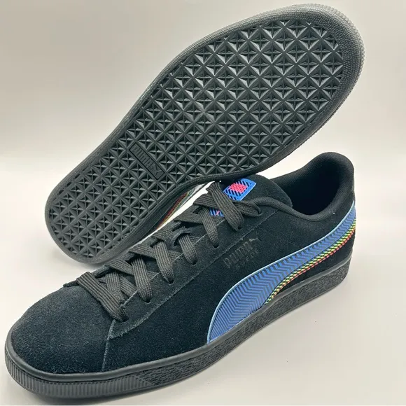 Men’s Puma Suede Triplex Dazed Sneakers Size 12 Black Leather 382954-01