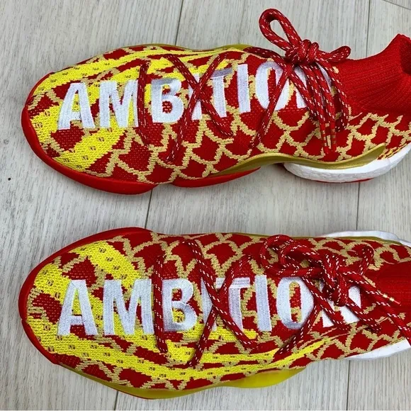 Mens Red/Yellow/Gold Adidas Pharrell X Crazy Byw Chinese New Year shoes sz 9.5