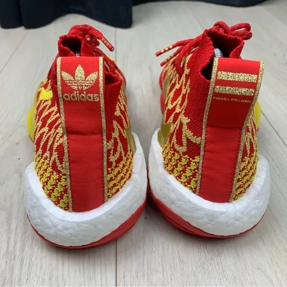 Mens Red/Yellow/Gold Adidas Pharrell X Crazy Byw Chinese New Year shoes sz 9.5