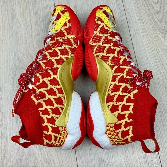 Mens Red/Yellow/Gold Adidas Pharrell X Crazy Byw Chinese New Year shoes sz 9.5