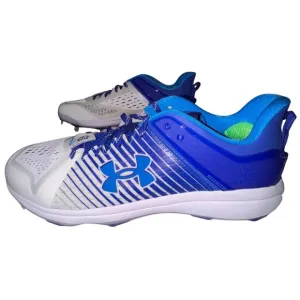 Mens Size 15 Blue &amp; White Under Armour Yard Low MT TPU Baseball Cleats Athletic