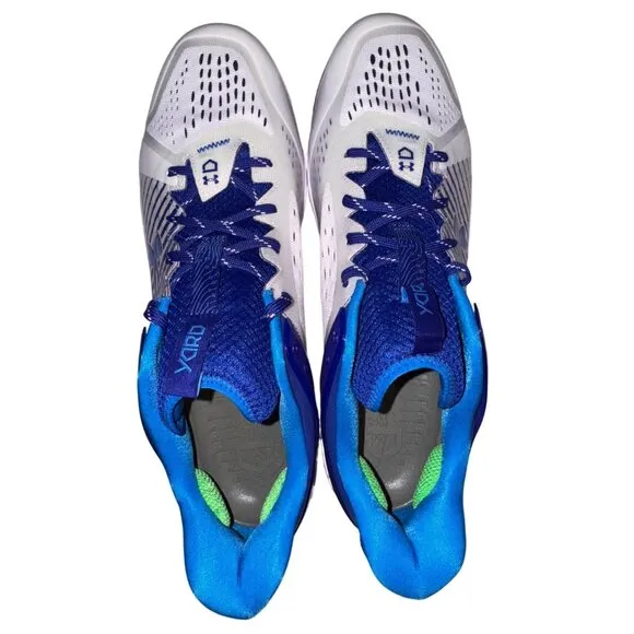 Mens Size 15 Blue &amp; White Under Armour Yard Low MT TPU Baseball Cleats Athletic