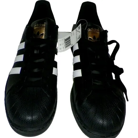 Men's Size 18 Adidas Superstar Foundation Black Gold Shoes Sneakers