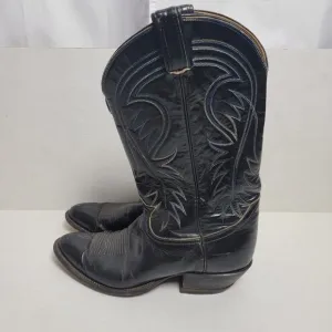 Men's Tony Lama Black Leather Cowboy Boots SZ 10.5D