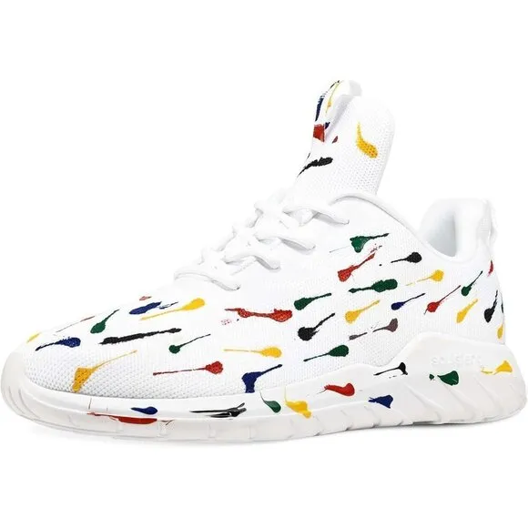 Mens White Running Shoes Stylish Sports Tennis Walking Sneakers
