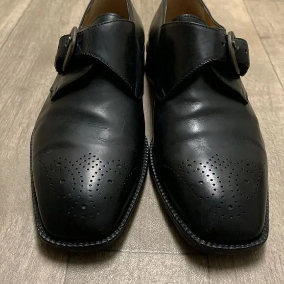 Mens Caporicci Alden Leather Strap‎ Buckle Black Dress Casual Shoes