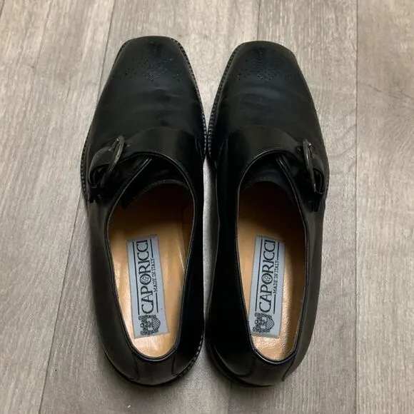 Mens Caporicci Alden Leather Strap‎ Buckle Black Dress Casual Shoes