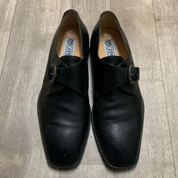 Mens Caporicci Alden Leather Strap‎ Buckle Black Dress Casual Shoes