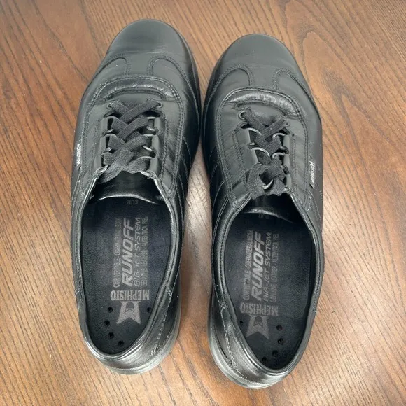 Mephisto Runoff Air Jet System Shoes Women's 8 Black Leather Comfort‎ Sneaker