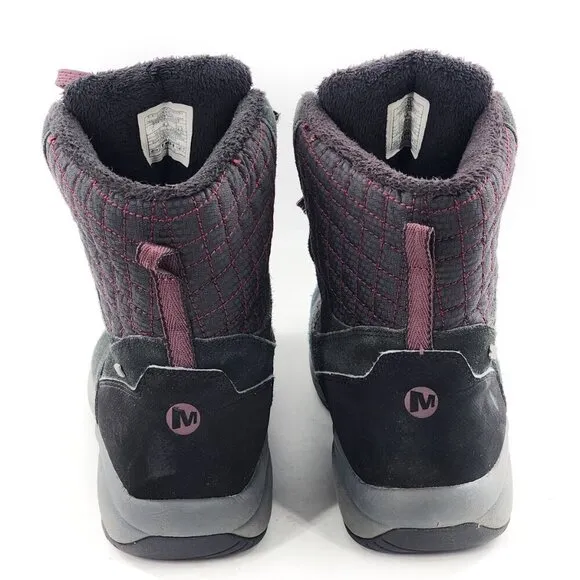 MERRELL Jovilee Artica Waterproof Suede Lace Up Boots Black/Huckleberry