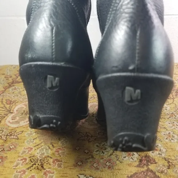 Merrell Larkspur black leather wedge tall boots