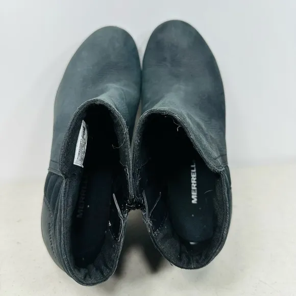 Merrell Women's Tremblant Wedge Waterproof Boots Black Leather Size 8M