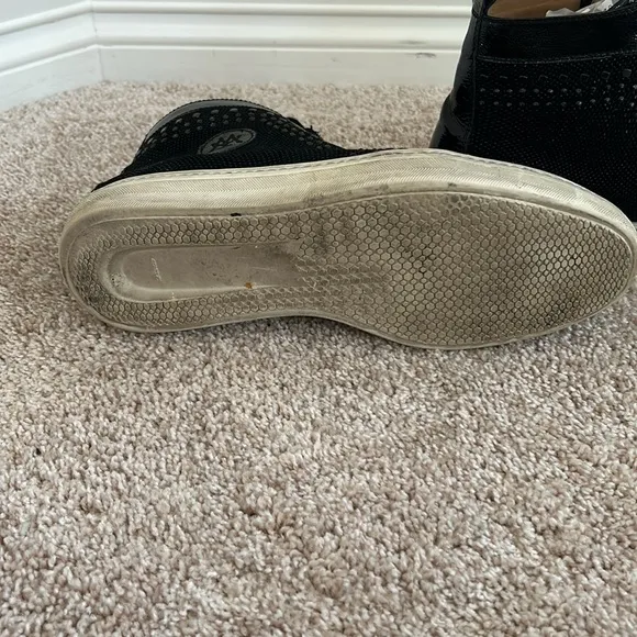 Mezlan &quot;Cabrillo&quot; Black Genuine Glass Suede / Patent Leather Hi-Top Sneaker