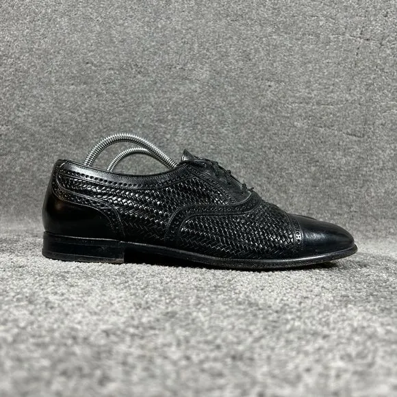 Mezlan Martinique Black Woven Leather Oxford Dress Shoes Made In Spain Mens 10