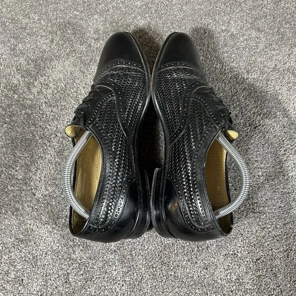 Mezlan Martinique Black Woven Leather Oxford Dress Shoes Made In Spain Mens 10