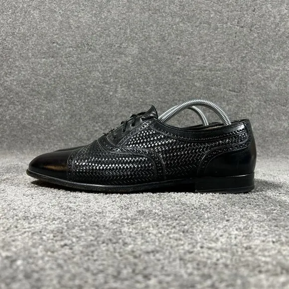 Mezlan Martinique Black Woven Leather Oxford Dress Shoes Made In Spain Mens 10