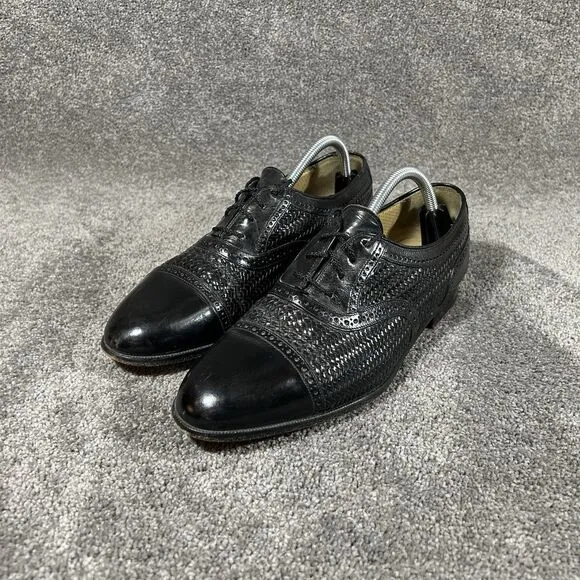 Mezlan Martinique Black Woven Leather Oxford Dress Shoes Made In Spain Mens 10