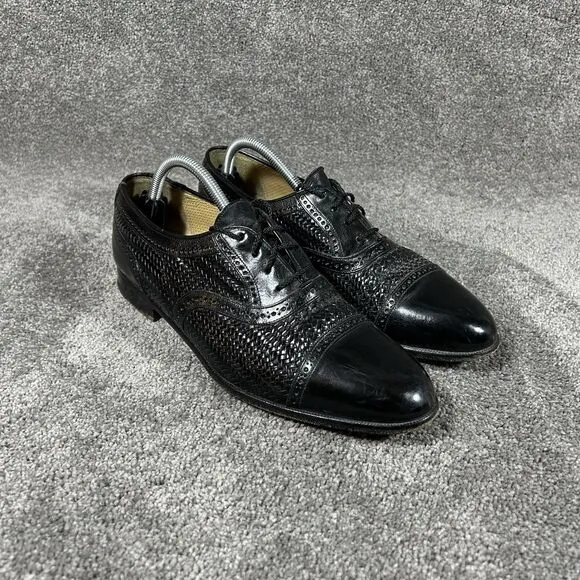 Mezlan Martinique Black Woven Leather Oxford Dress Shoes Made In Spain Mens 10