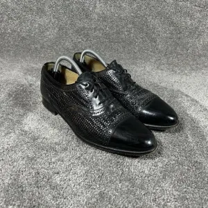 Mezlan Martinique Black Woven Leather Oxford Dress Shoes Made In Spain Mens 10