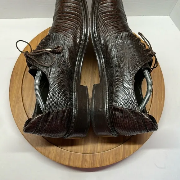 MEZLAN Men's Platinum Veneto  Brown Lizard Oxfords Shoes