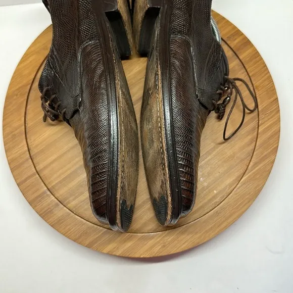 MEZLAN Men's Platinum Veneto  Brown Lizard Oxfords Shoes