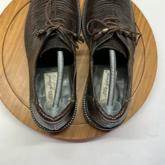 MEZLAN Men's Platinum Veneto  Brown Lizard Oxfords Shoes