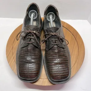 MEZLAN Men's Platinum Veneto  Brown Lizard Oxfords Shoes