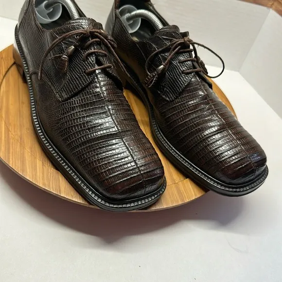 MEZLAN Men's Platinum Veneto  Brown Lizard Oxfords Shoes