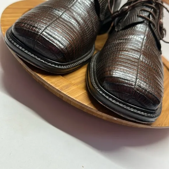 MEZLAN Men's Platinum Veneto  Brown Lizard Oxfords Shoes