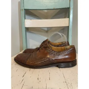 Mezlan Mens Size 10 M Salinas&quot; Genuine Crocodile Brown Leather Shoes Cap Toe