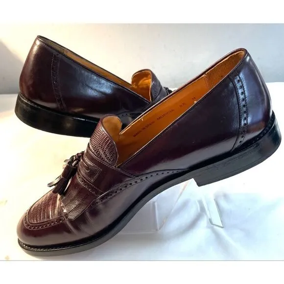 Mezlan Murcia Men’s Size 8.5 M Brown Leather Lizard Tassled Loafer Shoes
